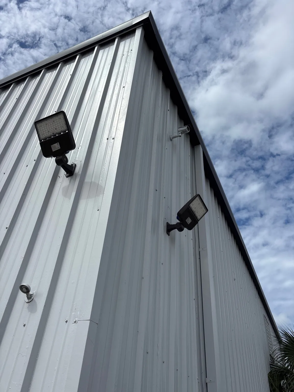 Exterior security camera on a commercial building in Tampa, FL