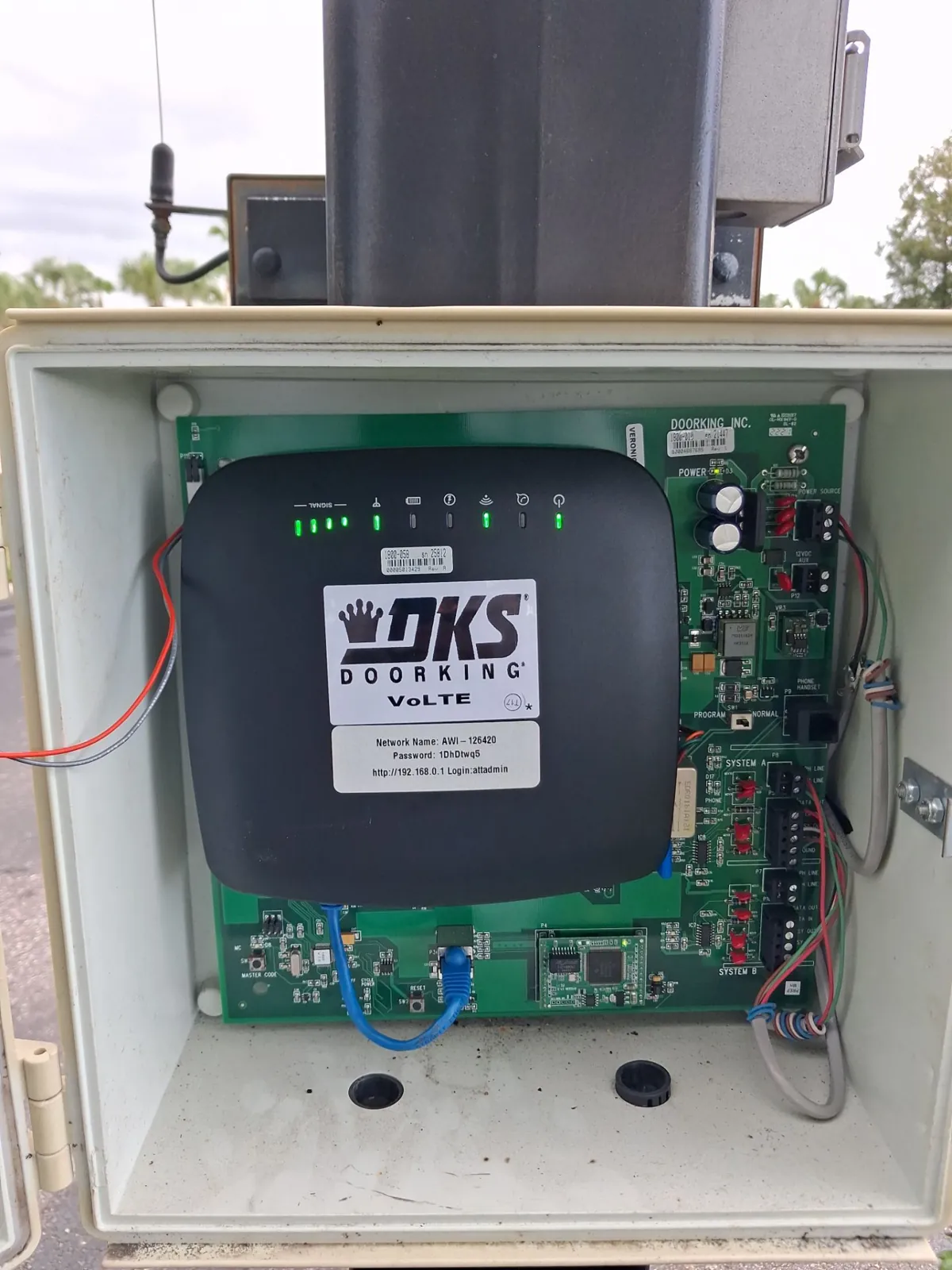 Gate controller board inside its enclosure during service in Pinellas Park, FL